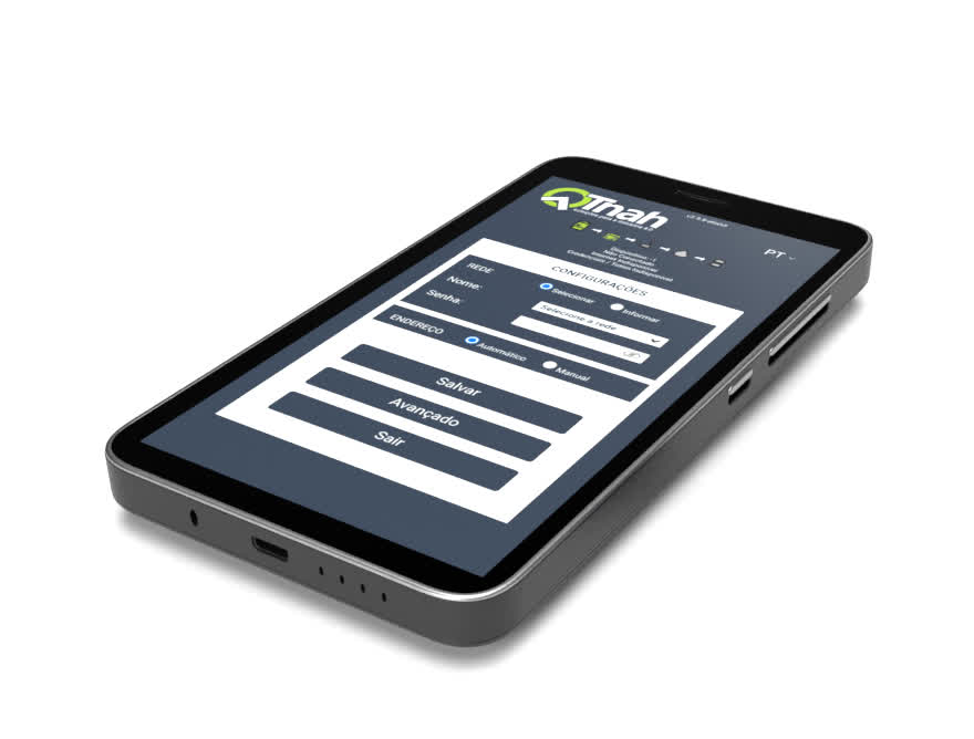 Tela de configuração de rede do controlador OEEKIT: seleção da rede Wi-Fi, senha e endereço IP automático ou manual